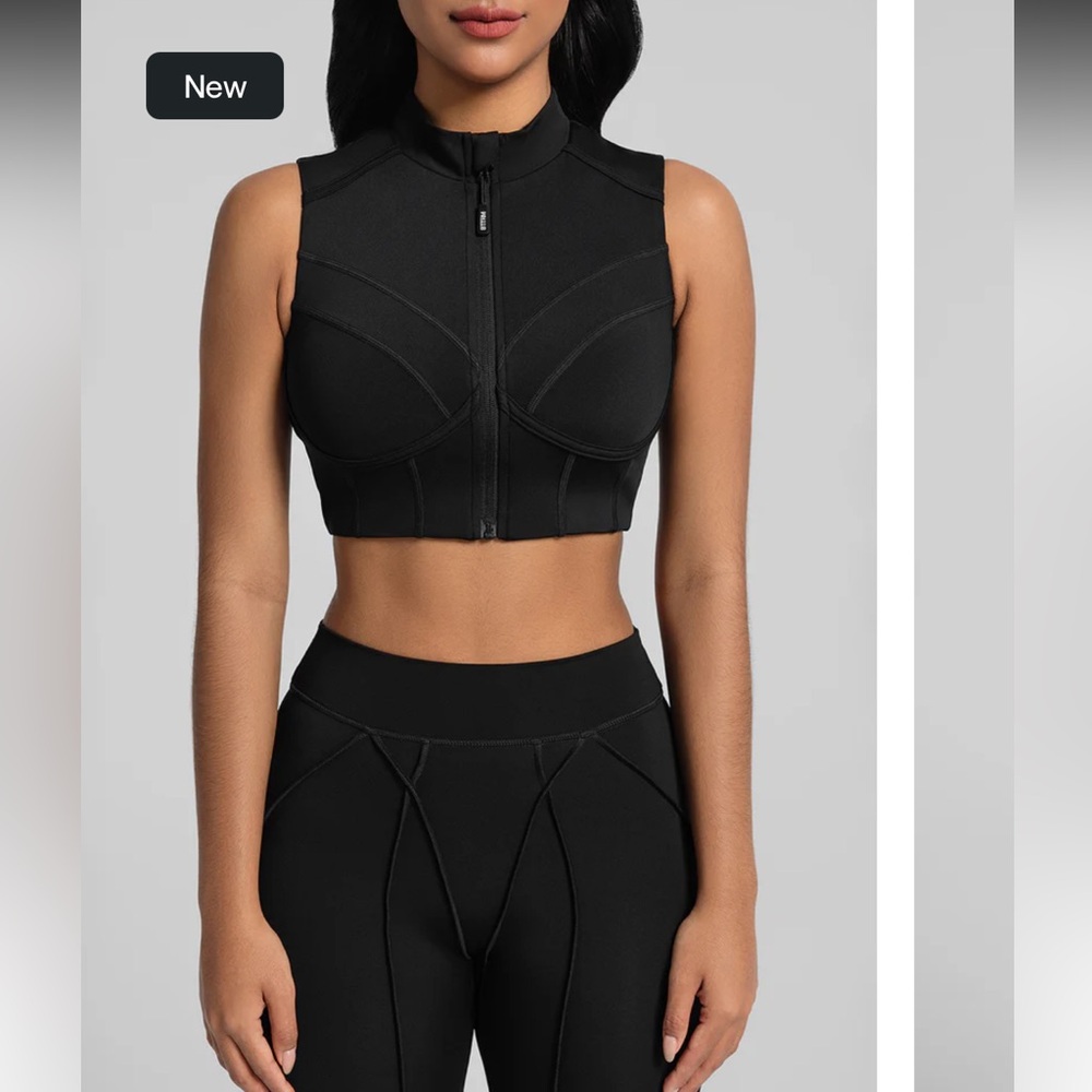 Better Me High-Neck Zip-Up Top in Black